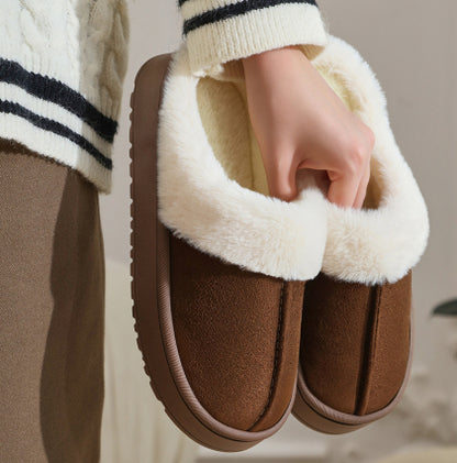 Women's Non-slip Platform Plush Cotton Slippers