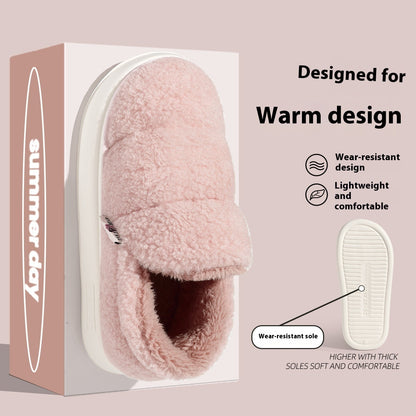 Cotton Slippers Women's Winter Indoor Home Warm Non-slip Windproof Thick Bottom Plush
