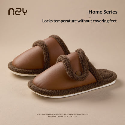 Women's Winter Indoor Warm Fleece-Lined Non-Slip Quiet Silent Floor Cotton Slippers