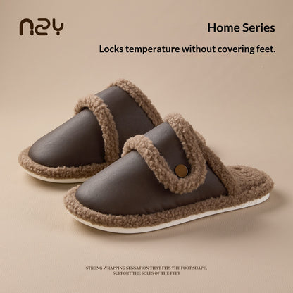 Women's Winter Indoor Warm Fleece-Lined Non-Slip Quiet Silent Floor Cotton Slippers