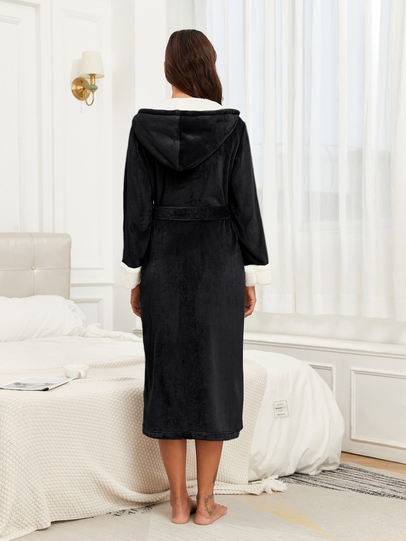 RONGTAI Ladies Long Fleece Bathrobe