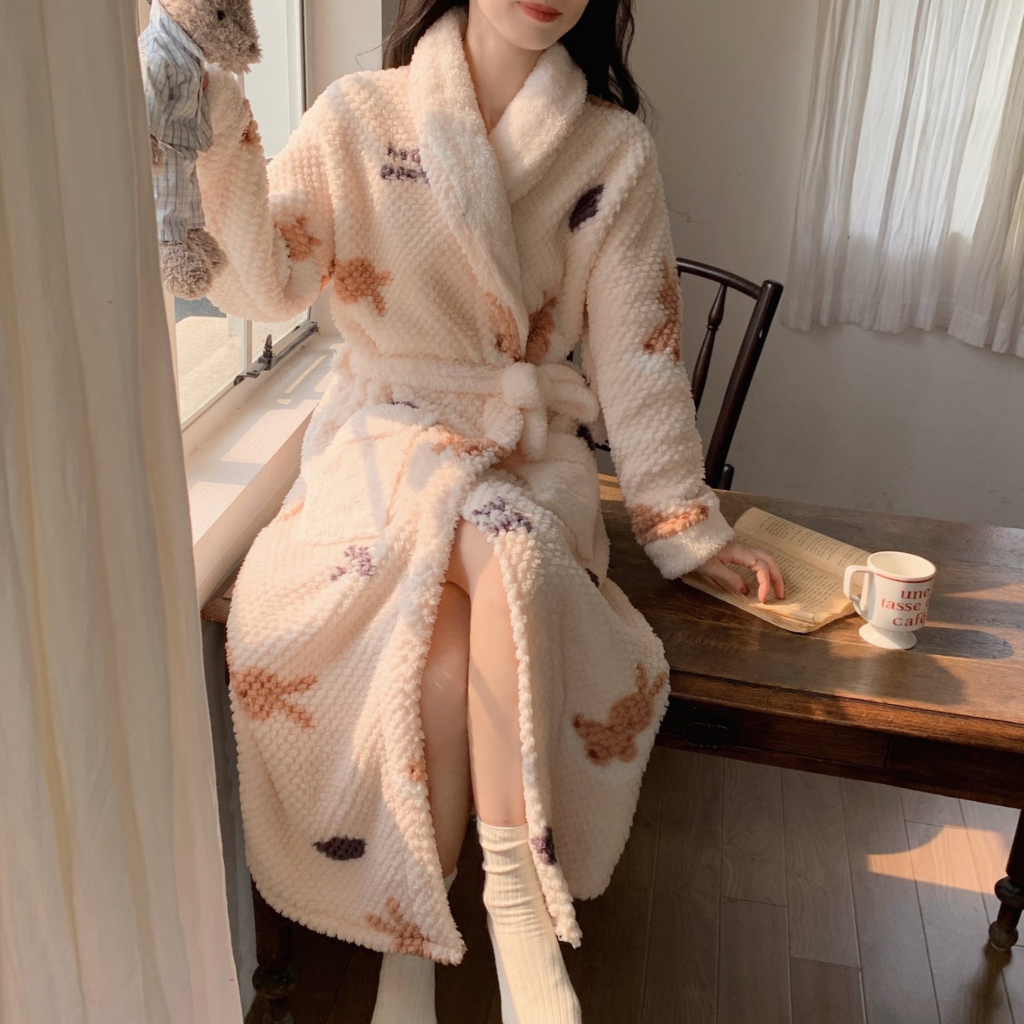 Coral Fleece Japanese Bathrobe Bathrobe Homewear Pajamas