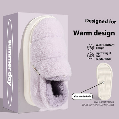 Cotton Slippers Women's Winter Indoor Home Warm Non-slip Windproof Thick Bottom Plush