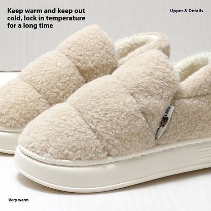 Cotton Slippers Women's Winter Indoor Home Warm Non-slip Windproof Thick Bottom Plush